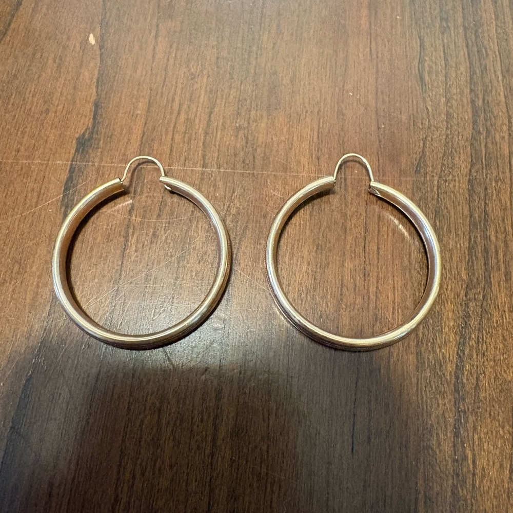 Vintage Gold Hoop Earrings with Floral Patterning